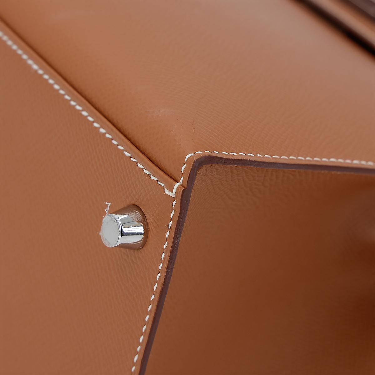 HERMÈS Kelly 28 Sellier in Gold Epsom leather with Palladium hardware - 9