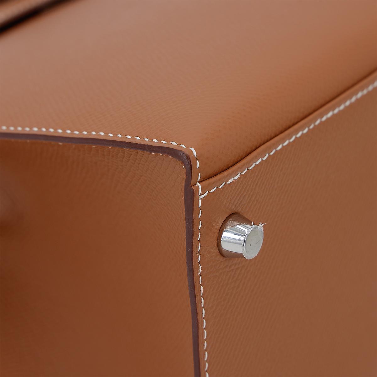 HERMÈS Kelly 28 Sellier in Gold Epsom leather with Palladium hardware - 8