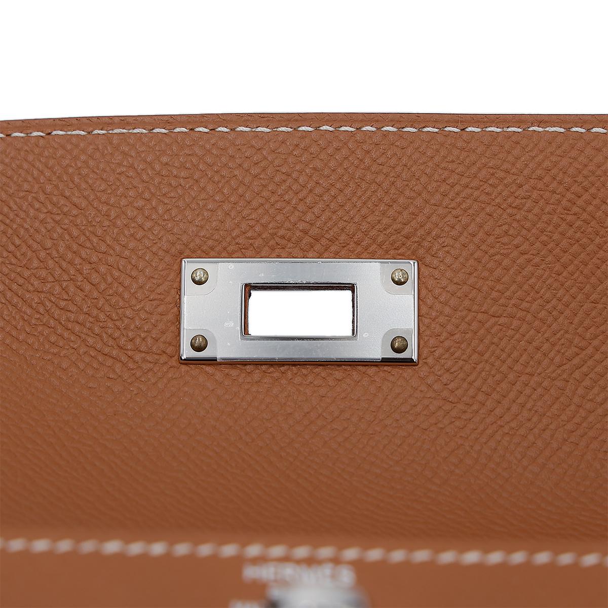 HERMÈS Kelly 28 Sellier in Gold Epsom leather with Palladium hardware - 15