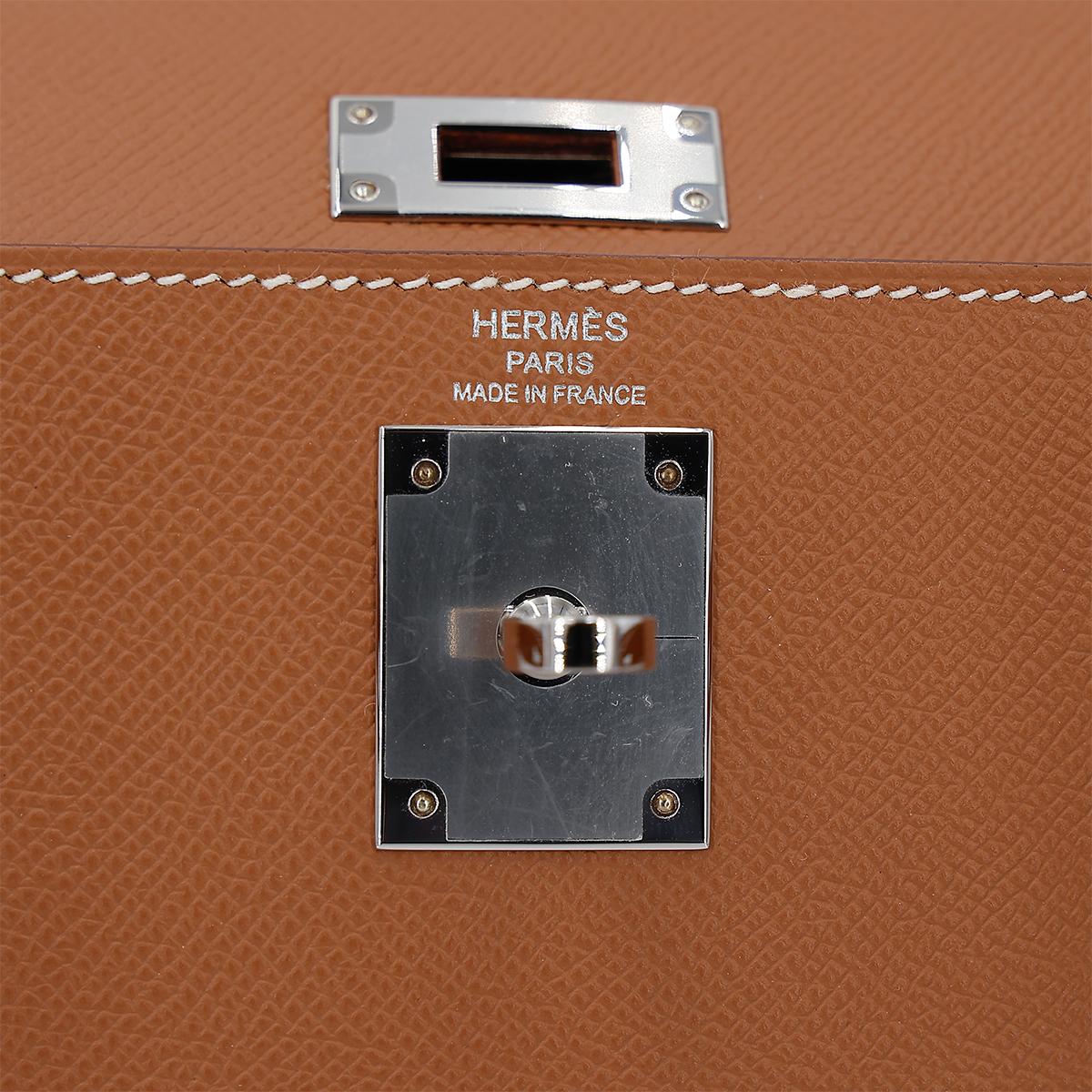 HERMÈS Kelly 28 Sellier in Gold Epsom leather with Palladium hardware - 16