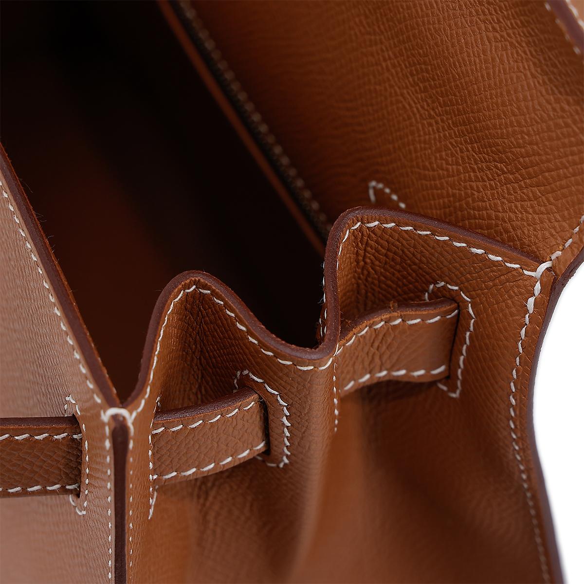 HERMÈS Kelly 28 Sellier in Gold Epsom leather with Palladium hardware - 21