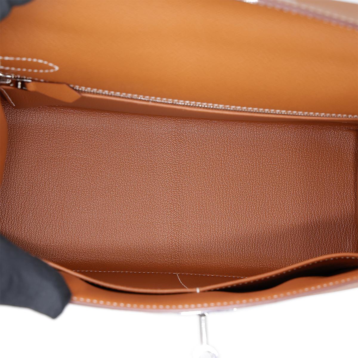 HERMÈS Kelly 28 Sellier in Gold Epsom leather with Palladium hardware - 17