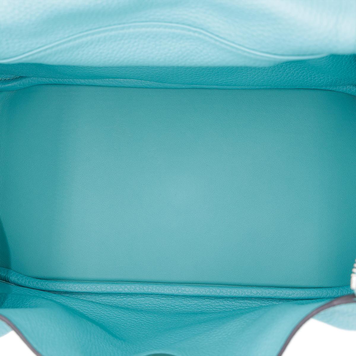 HERMÈS Lindy 30 shoulder bag in Bleu du Nord Clemence leather with Palladium hardware - 19