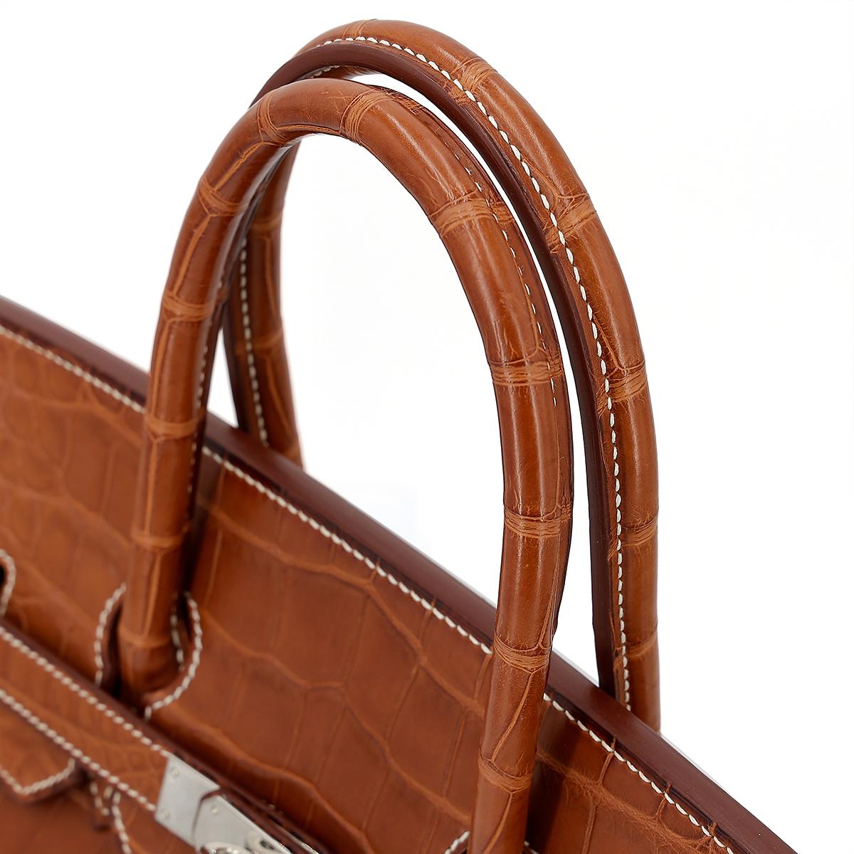 HERMÈS Matte Alligator Birkin 35 handbag in Gold with Palladium hardware - 6