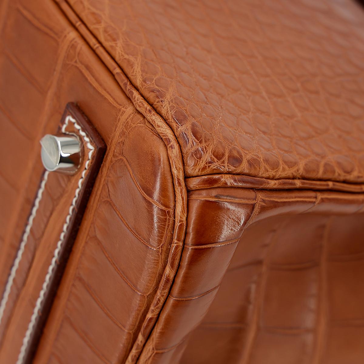 HERMÈS Matte Alligator Birkin 35 handbag in Gold with Palladium hardware - 9