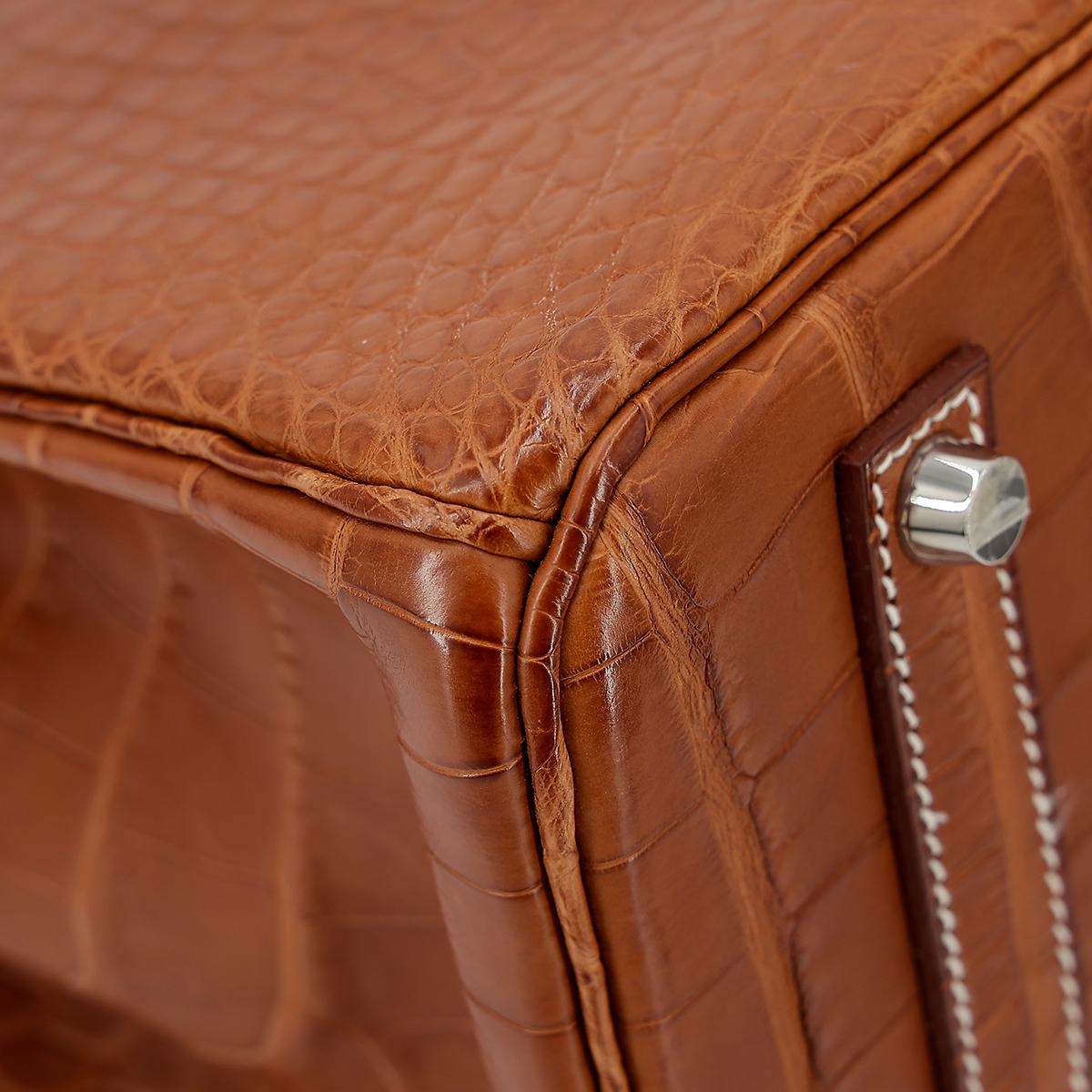HERMÈS Matte Alligator Birkin 35 handbag in Gold with Palladium hardware - 8