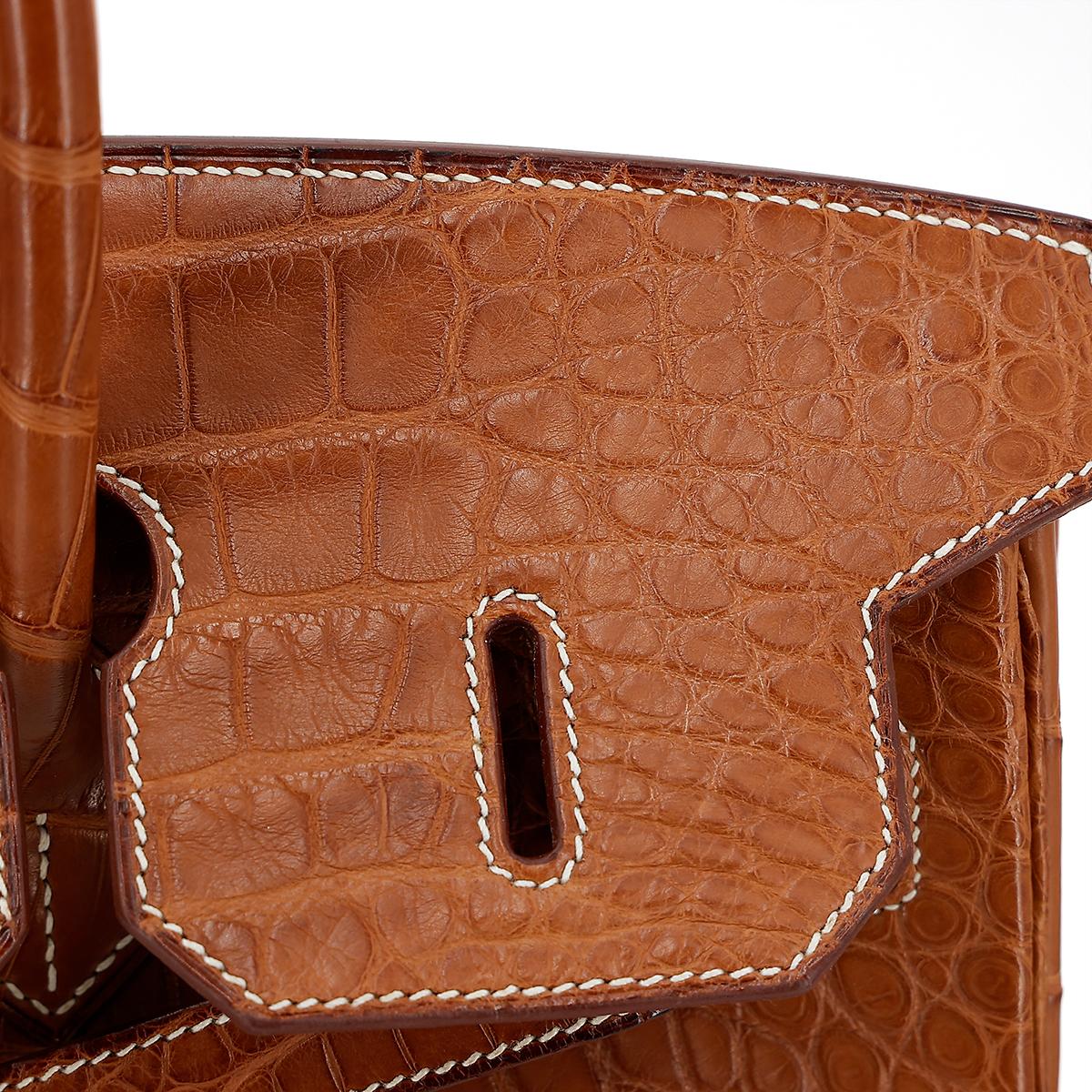 HERMÈS Matte Alligator Birkin 35 handbag in Gold with Palladium hardware - 18