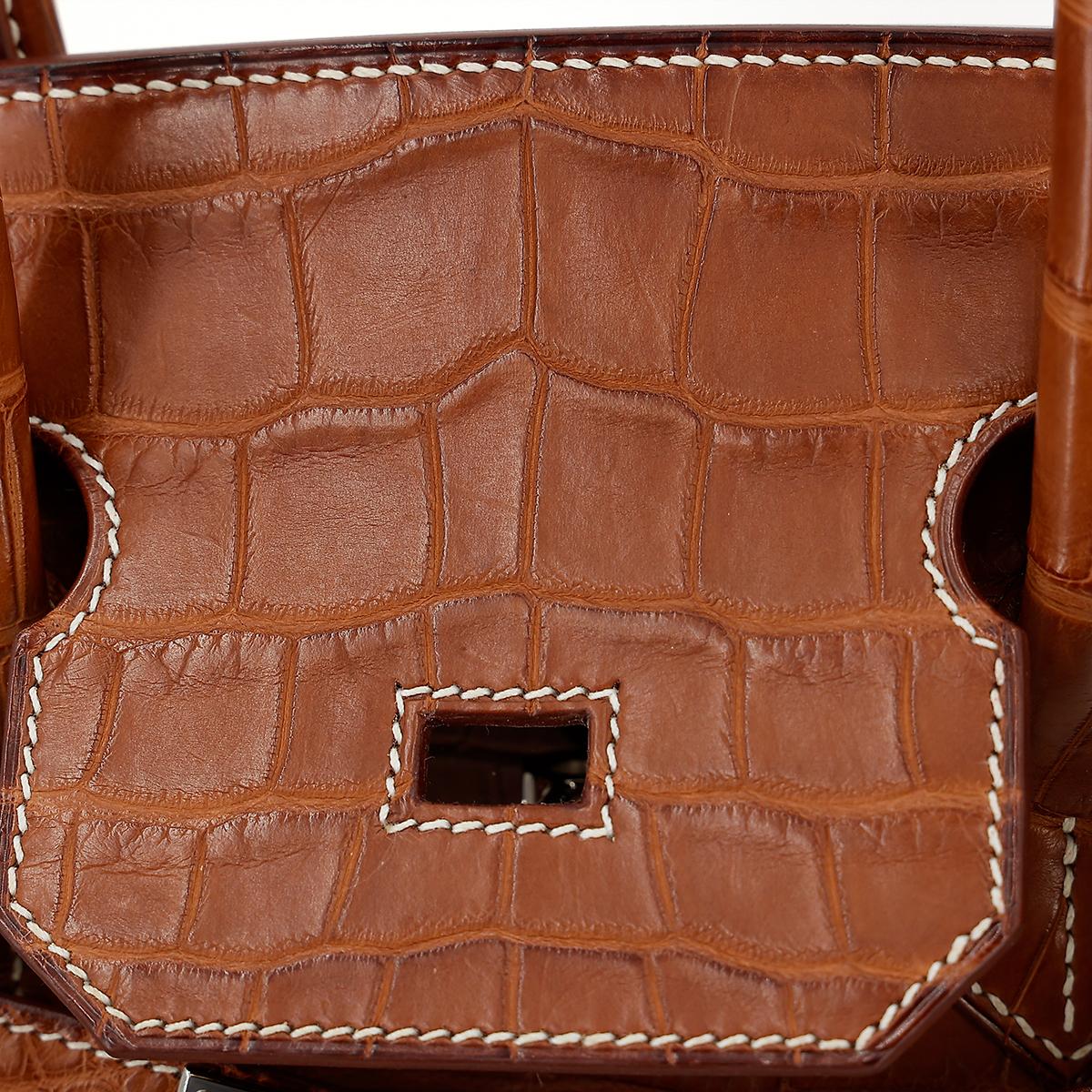 HERMÈS Matte Alligator Birkin 35 handbag in Gold with Palladium hardware - 19