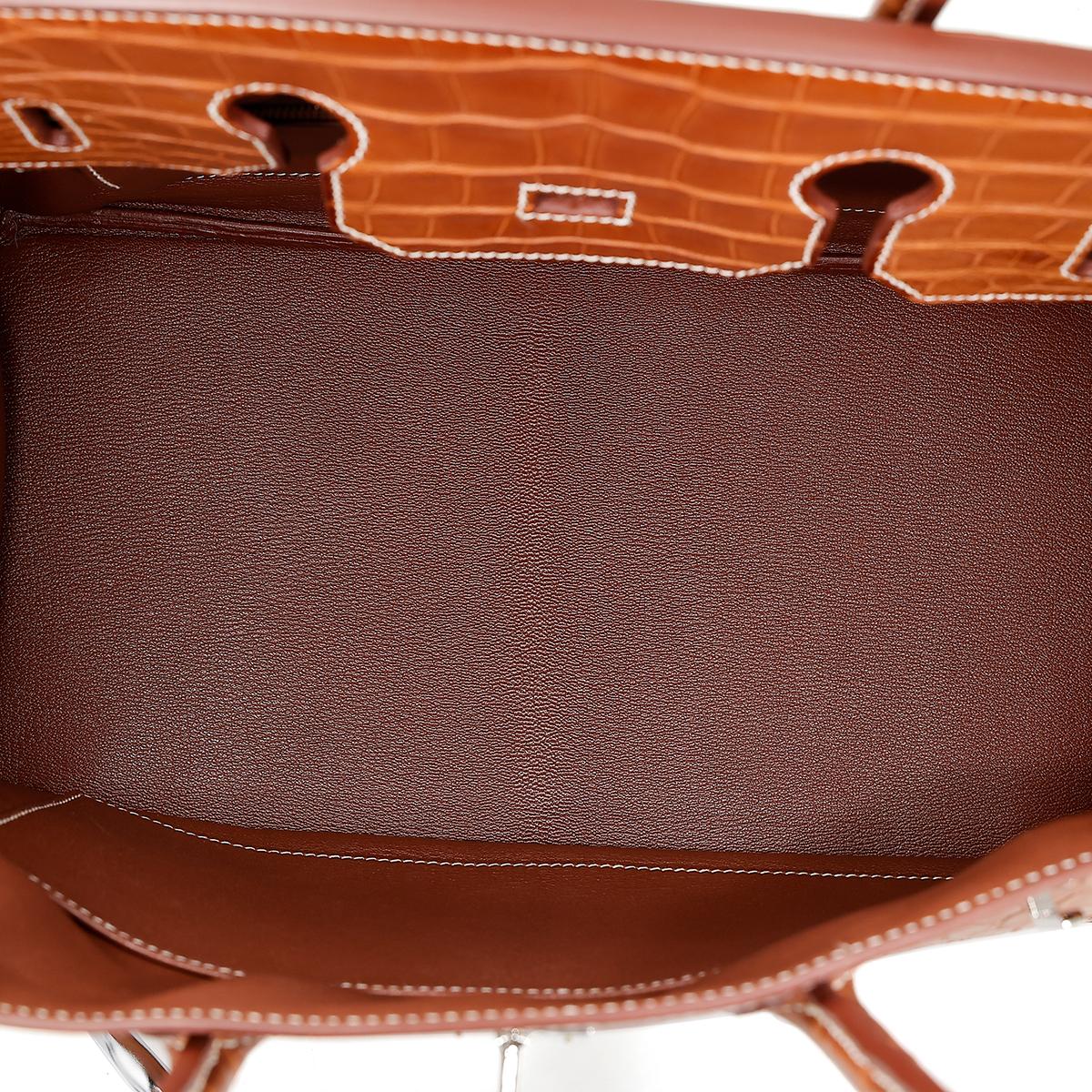HERMÈS Matte Alligator Birkin 35 handbag in Gold with Palladium hardware - 20
