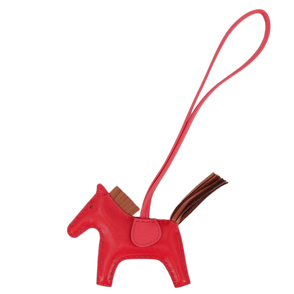 HERMÈS Rodeo PM charm in Rouge Indien, Gold and Bougainvillea Agneau leather - 1