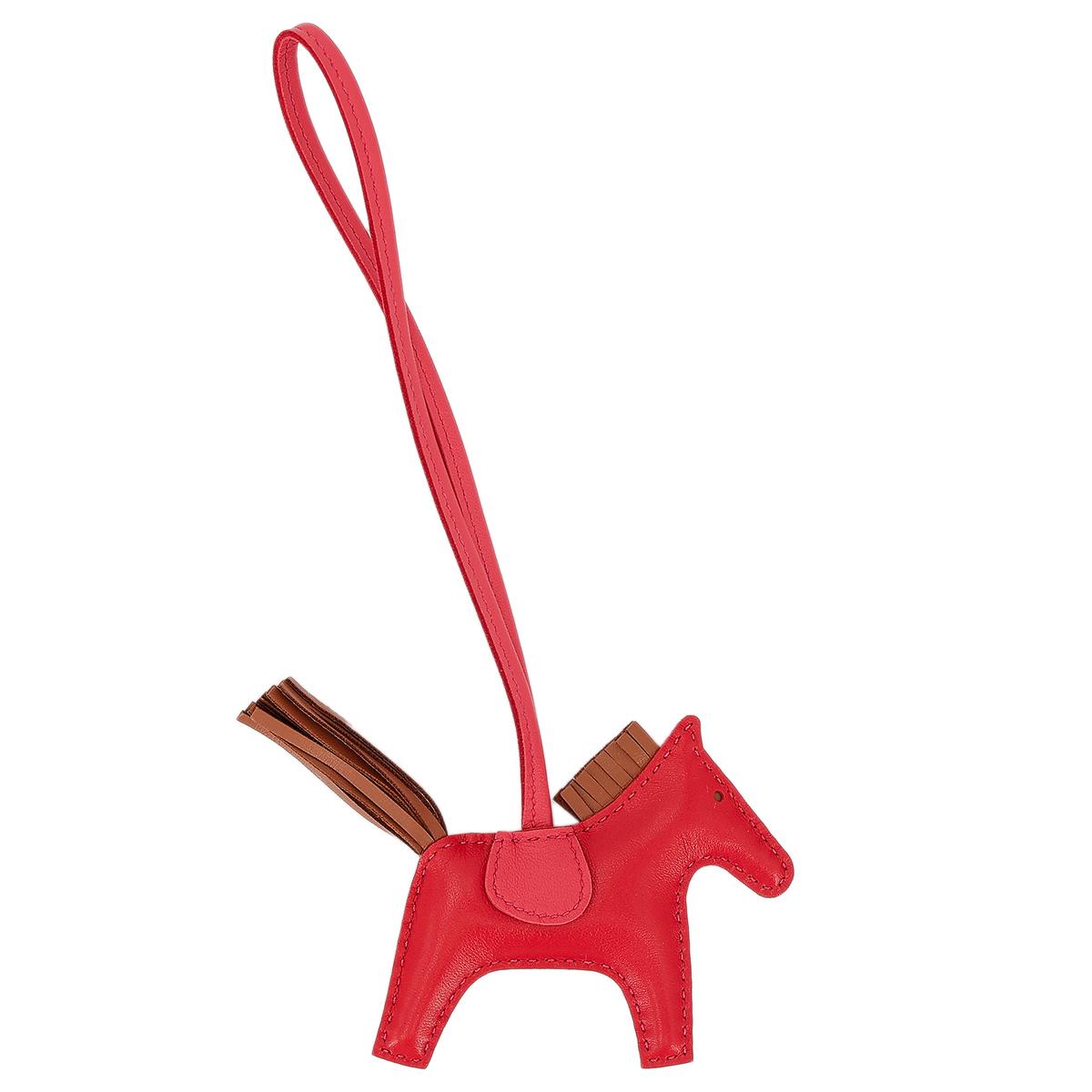 HERMÈS Rodeo PM charm in Rouge Indien, Gold and Bougainvillea Agneau leather - 2