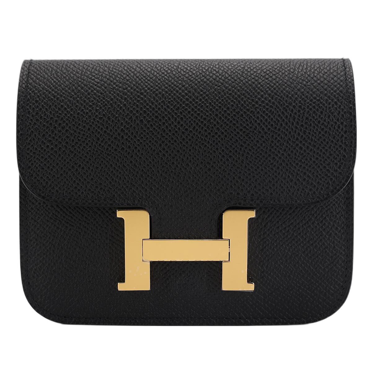 HERMÈS Constance Slim wallet in Black Epsom leather with Gold hardware - 1
