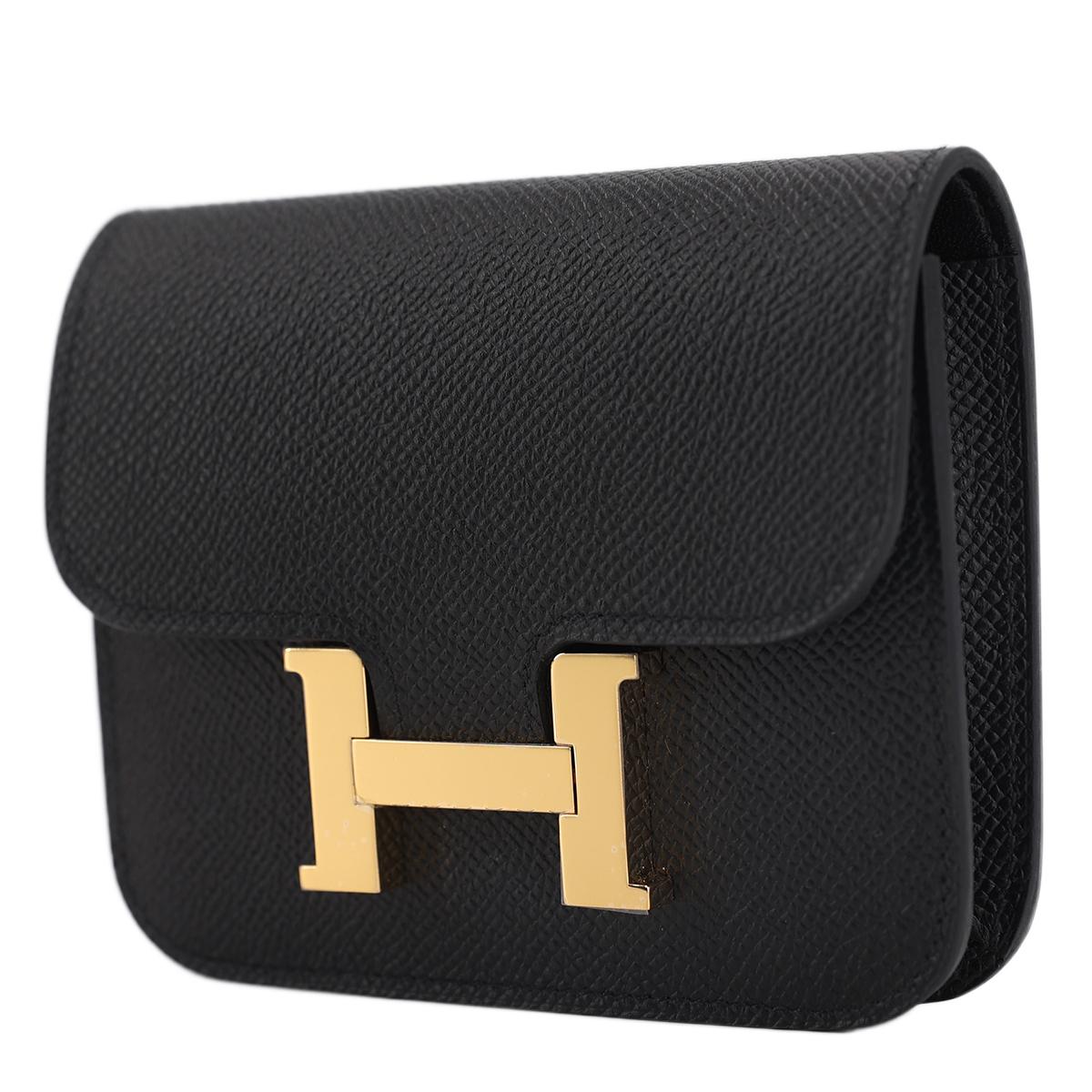 HERMÈS Constance Slim wallet in Black Epsom leather with Gold hardware - 2