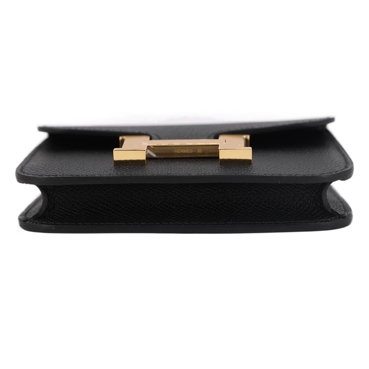 HERMÈS Constance Slim wallet in Black Epsom leather with Gold hardware - 6