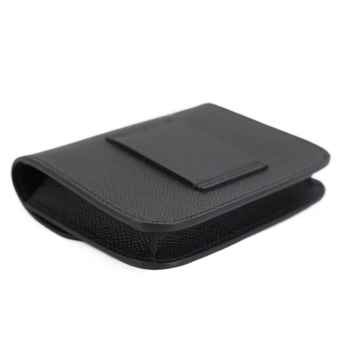 HERMÈS Constance Slim wallet in Black Epsom leather with Gold hardware - 9