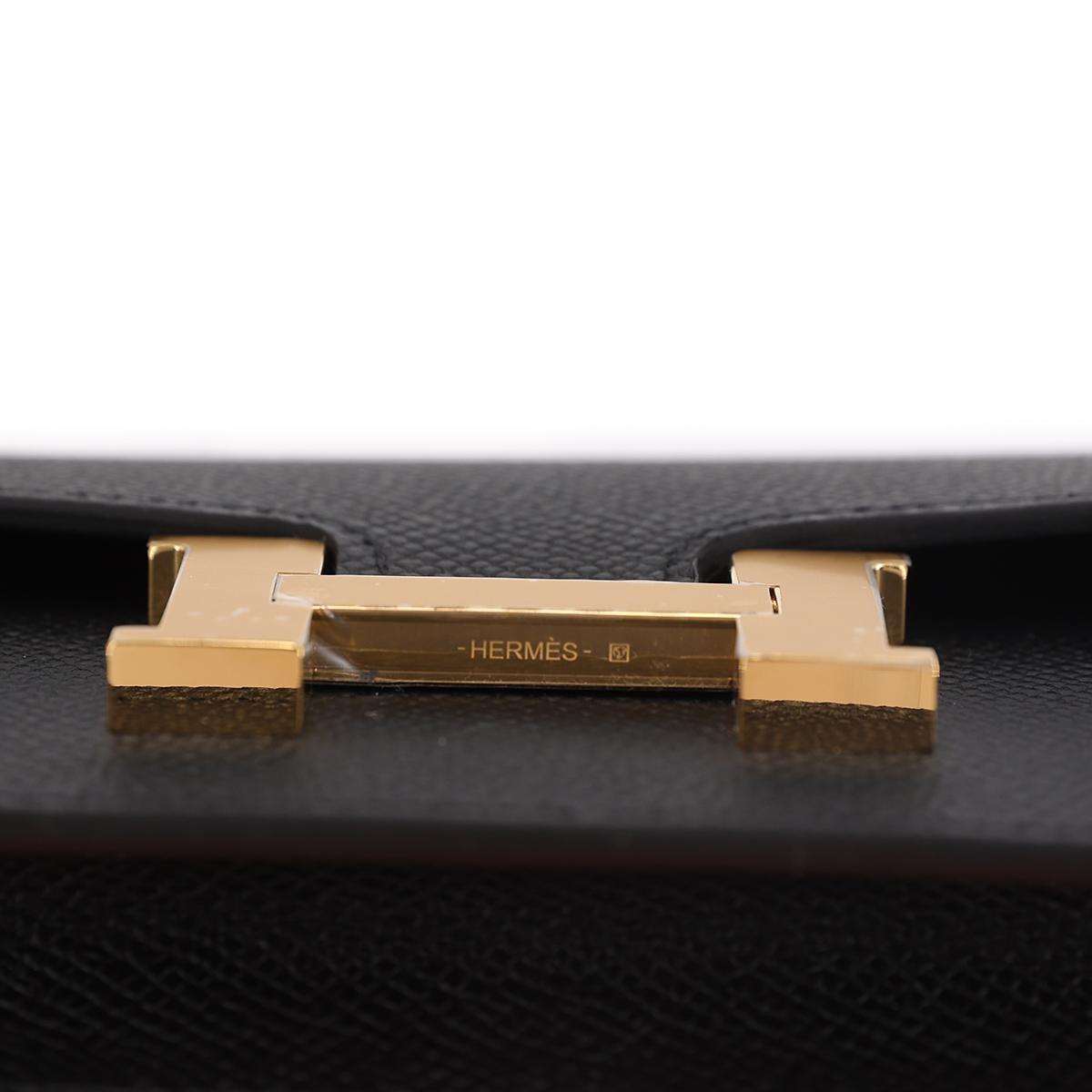 HERMÈS Constance Slim wallet in Black Epsom leather with Gold hardware - 11