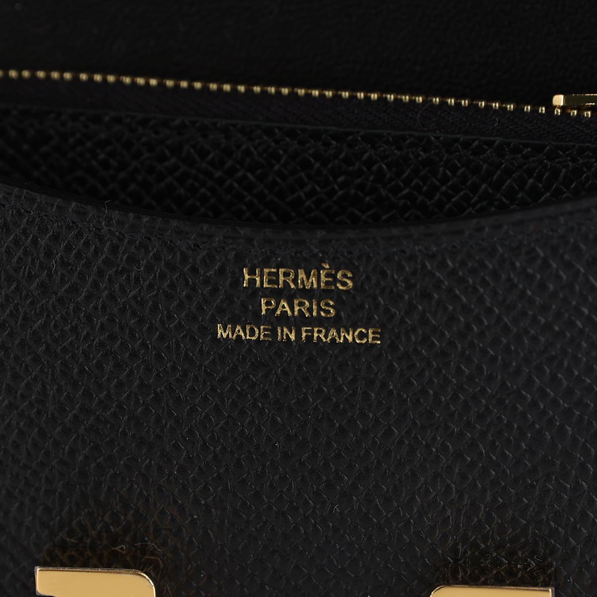 HERMÈS Constance Slim wallet in Black Epsom leather with Gold hardware - 12