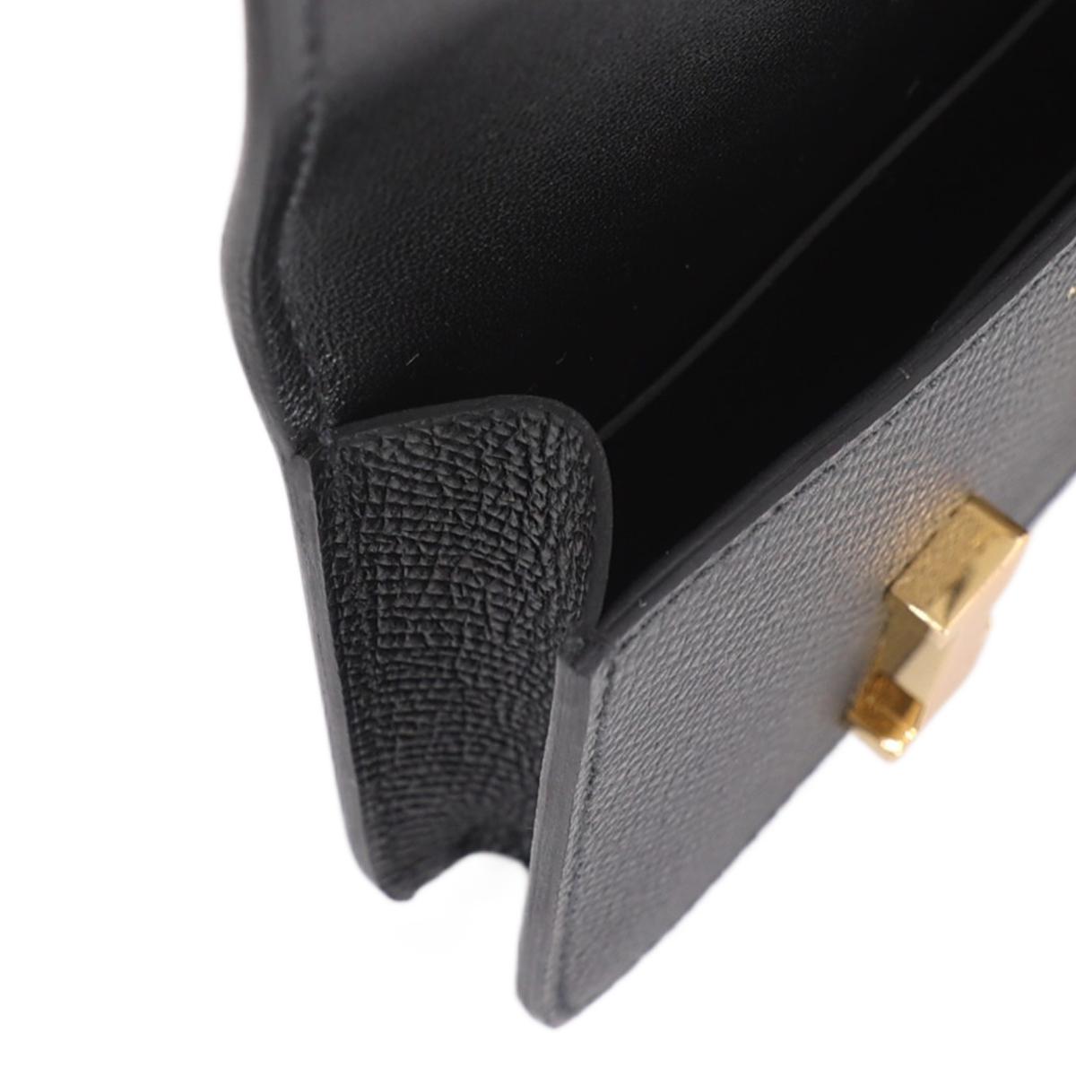 HERMÈS Constance Slim wallet in Black Epsom leather with Gold hardware - 15