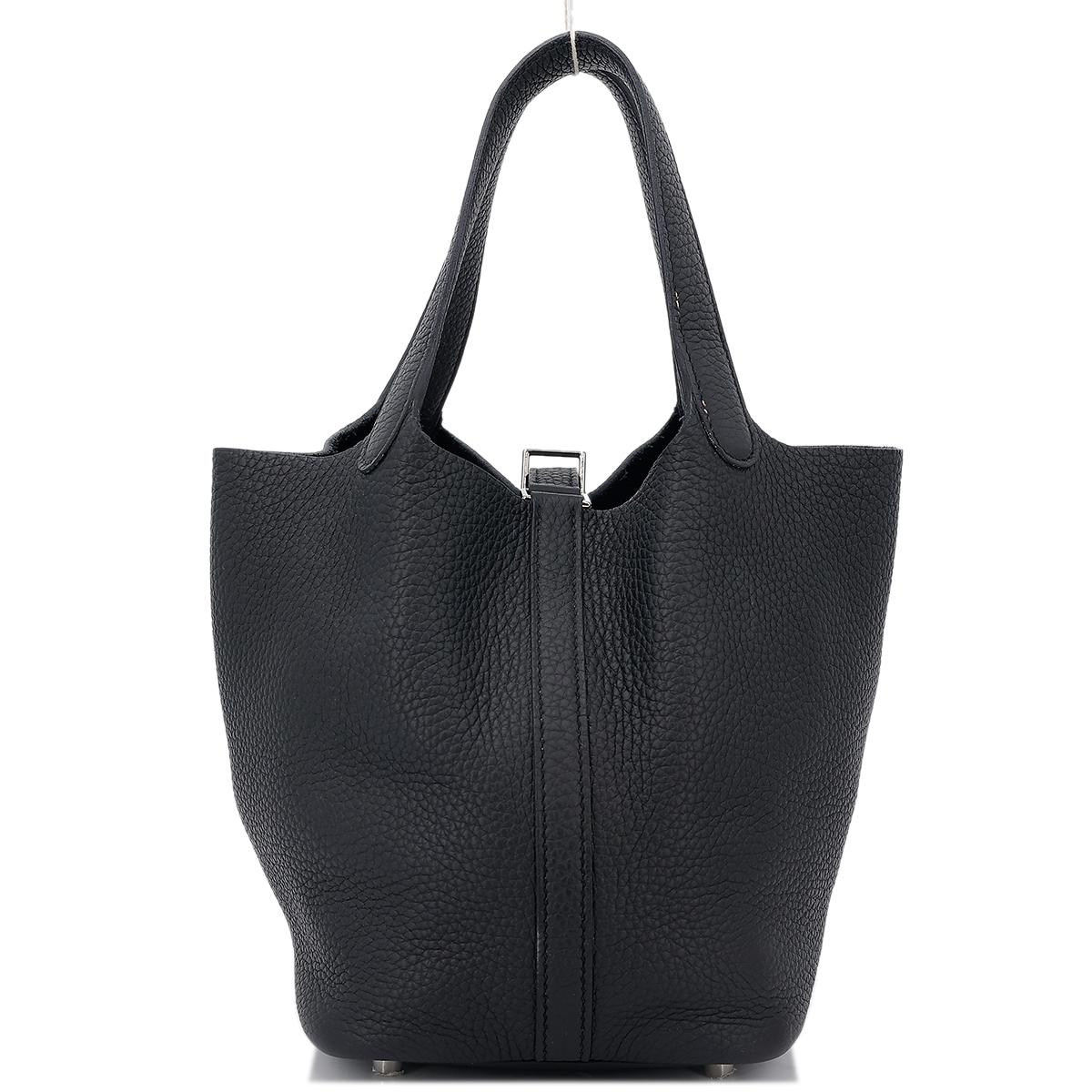 HERMÈS Picotin Lock PM handbag in Black Clemence leather with Palladium hardware - 3