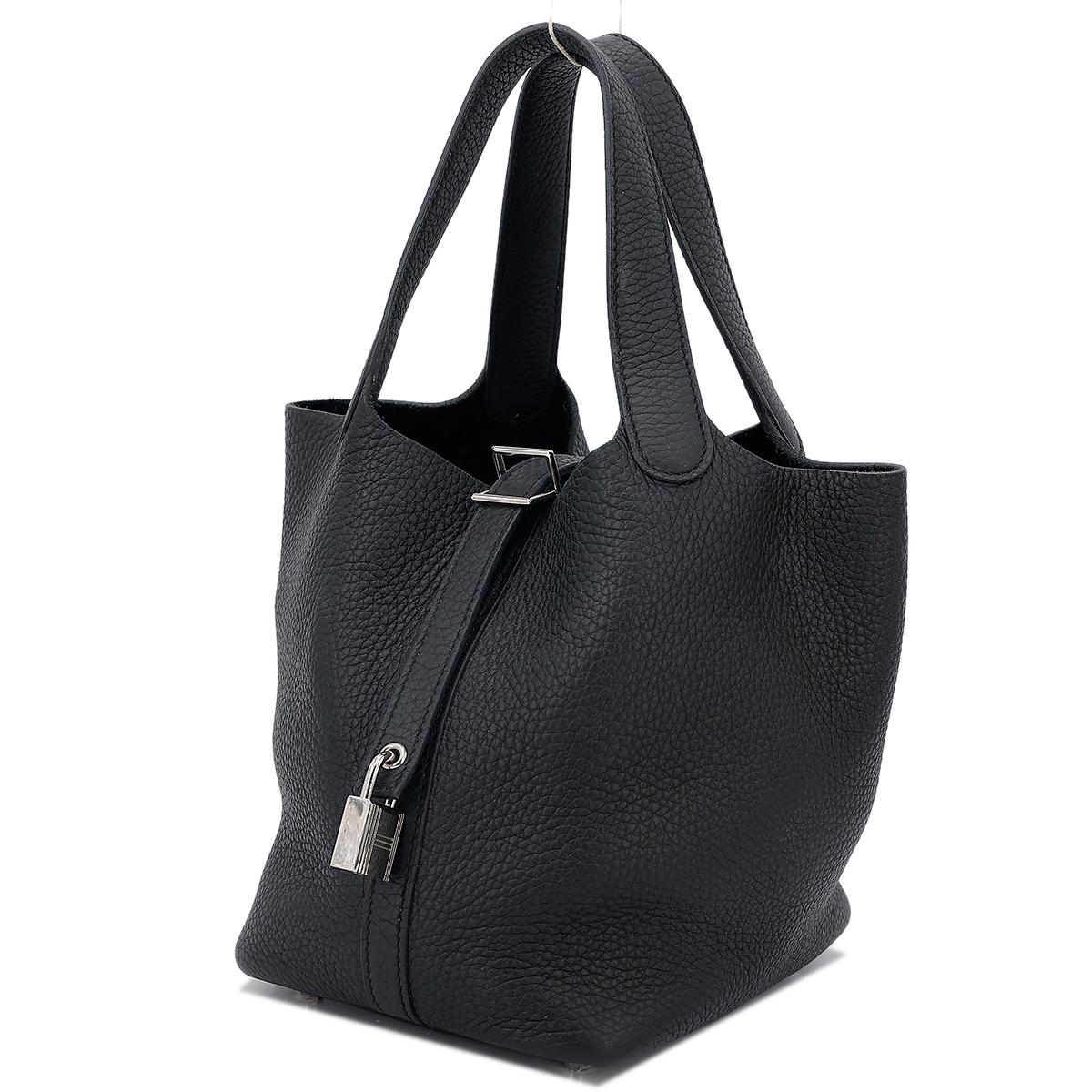 HERMÈS Picotin Lock PM handbag in Black Clemence leather with Palladium hardware - 2