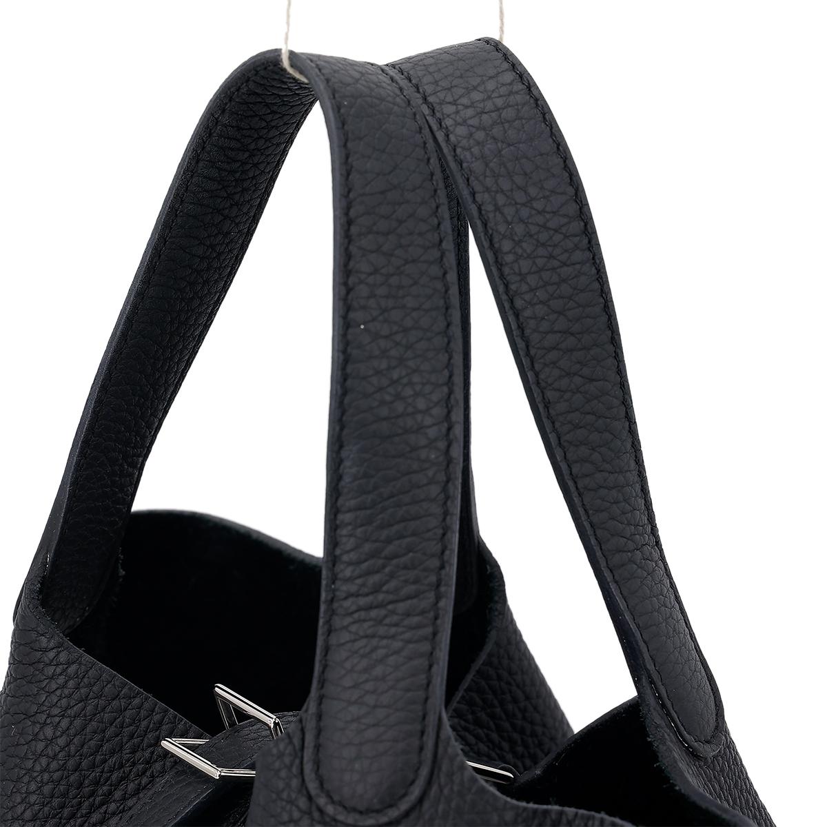 HERMÈS Picotin Lock PM handbag in Black Clemence leather with Palladium hardware - 6