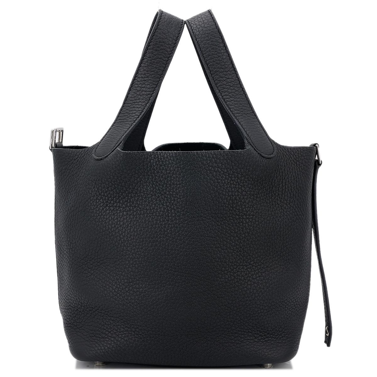 HERMÈS Picotin Lock PM handbag in Black Clemence leather with Palladium hardware - 5