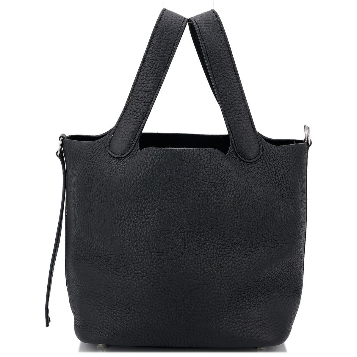 HERMÈS Picotin Lock PM handbag in Black Clemence leather with Palladium hardware - 4