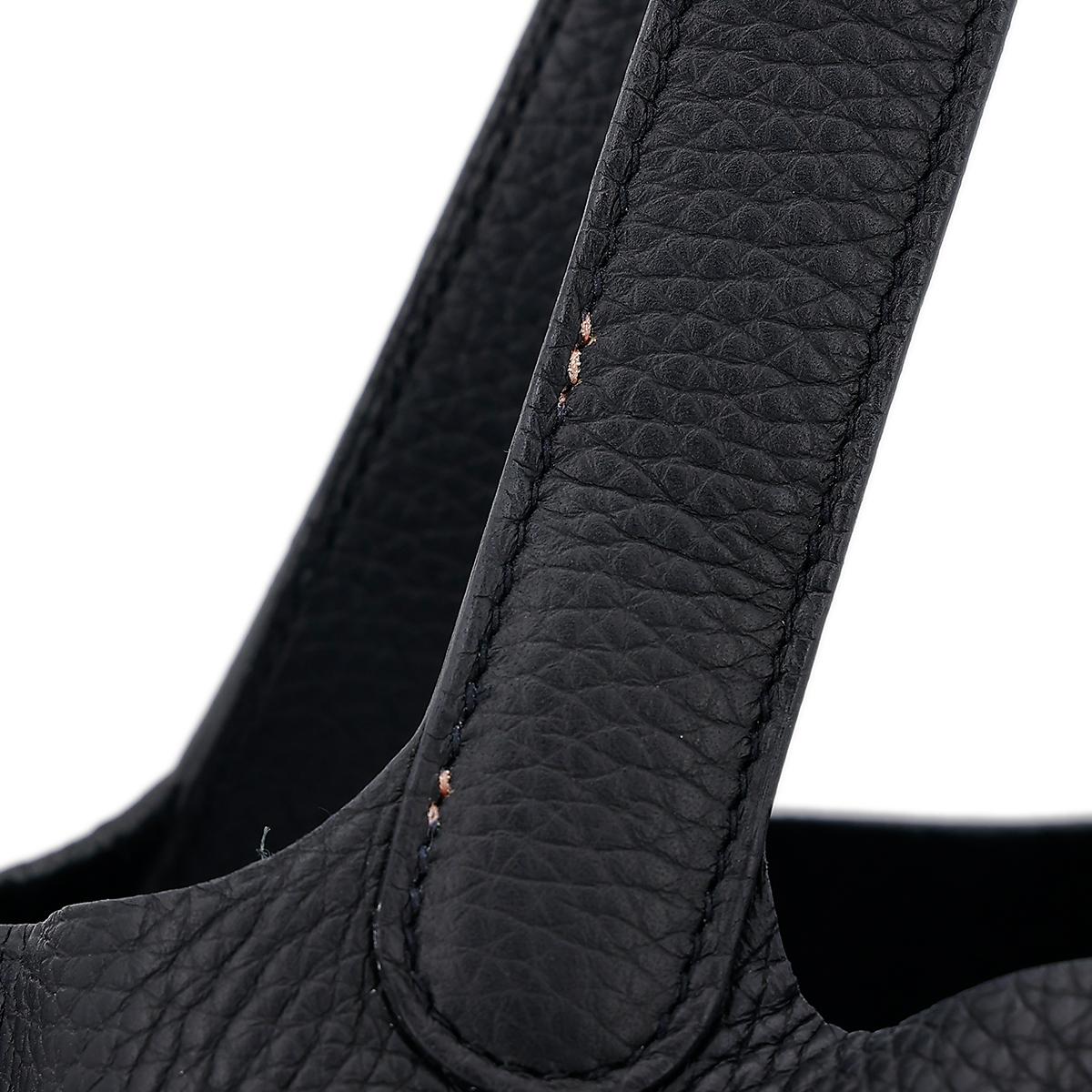HERMÈS Picotin Lock PM handbag in Black Clemence leather with Palladium hardware - 8