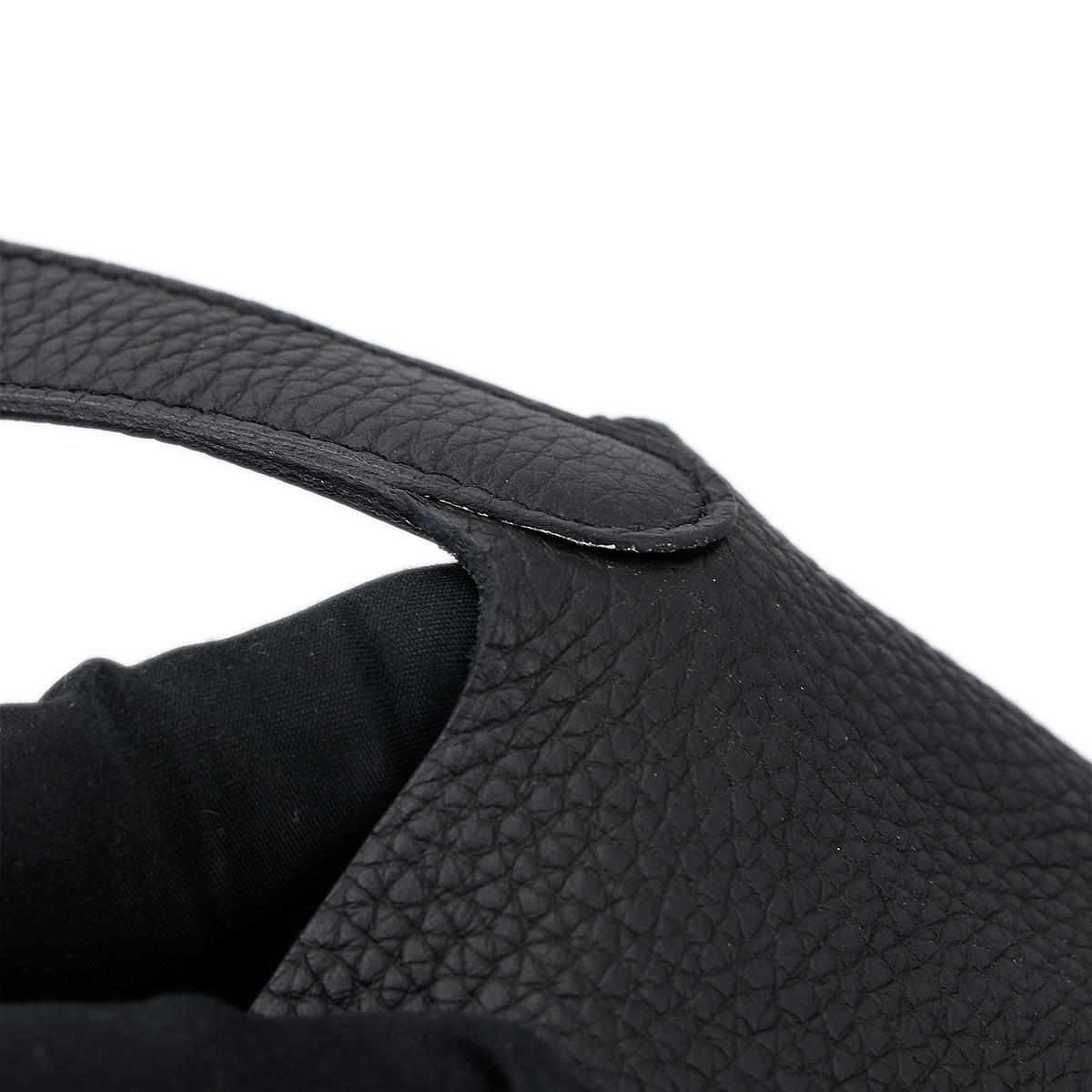 HERMÈS Picotin Lock PM handbag in Black Clemence leather with Palladium hardware - 9