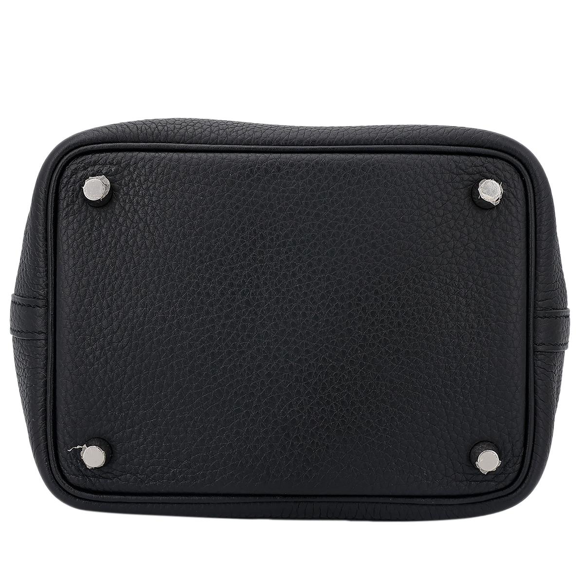 HERMÈS Picotin Lock PM handbag in Black Clemence leather with Palladium hardware - 7