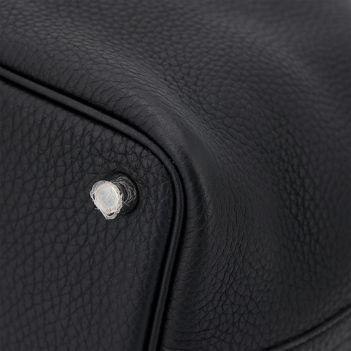 HERMÈS Picotin Lock PM handbag in Black Clemence leather with Palladium hardware - 11