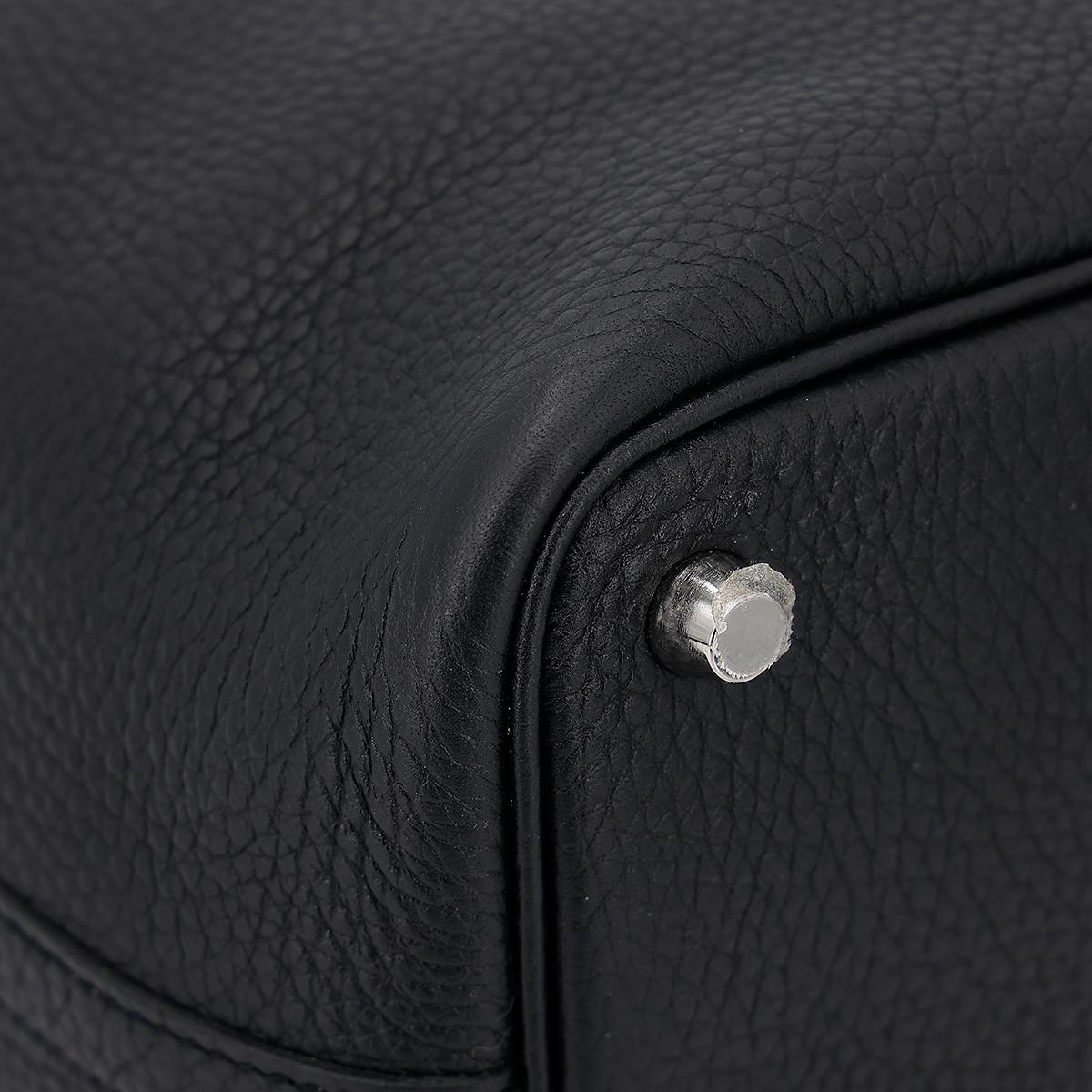 HERMÈS Picotin Lock PM handbag in Black Clemence leather with Palladium hardware - 12