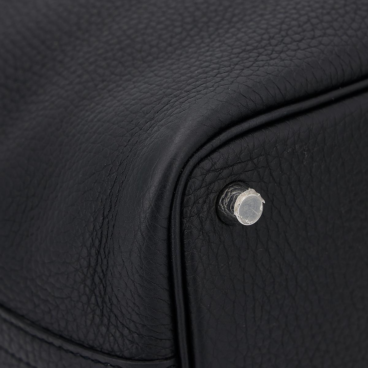 HERMÈS Picotin Lock PM handbag in Black Clemence leather with Palladium hardware - 10