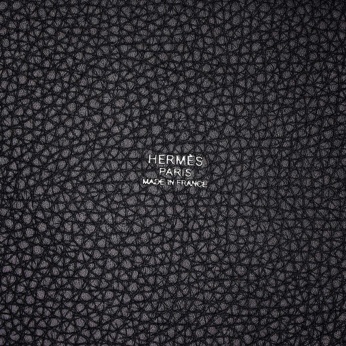 HERMÈS Picotin Lock PM handbag in Black Clemence leather with Palladium hardware - 15