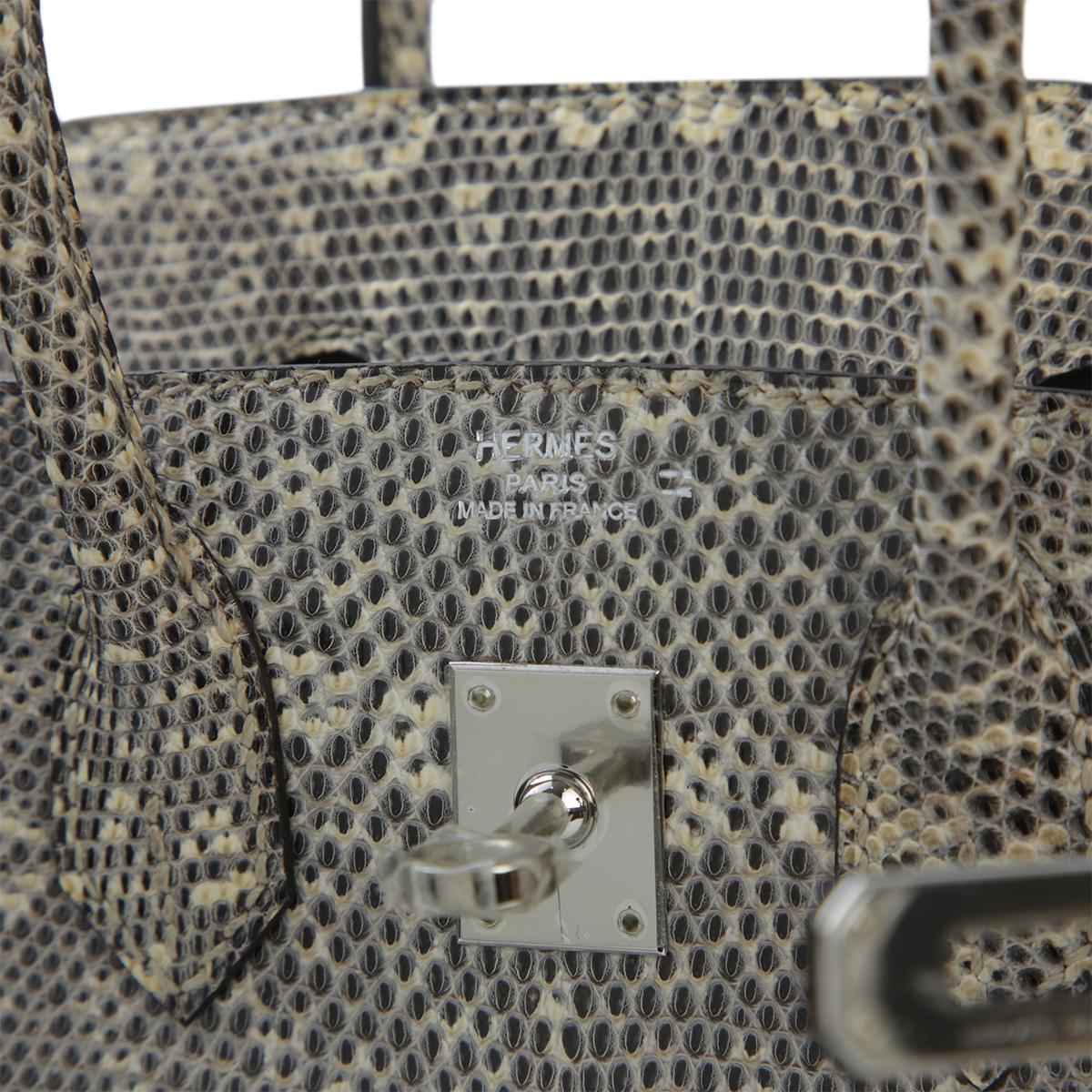 未使用保存品 HERMÈS 爱马仕 Birkin 25 1B 原色蜥蜴 Ombre 蜥蜴皮 银扣 □O刻 2011年 - 13