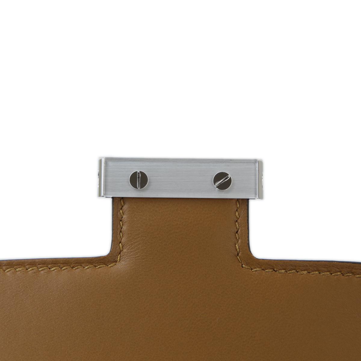 [未使用保存品] HERMÈS 愛馬仕 霧面 短吻鱷 Constance Mini 康康 2H Kraft 大地色 銀扣 - 8