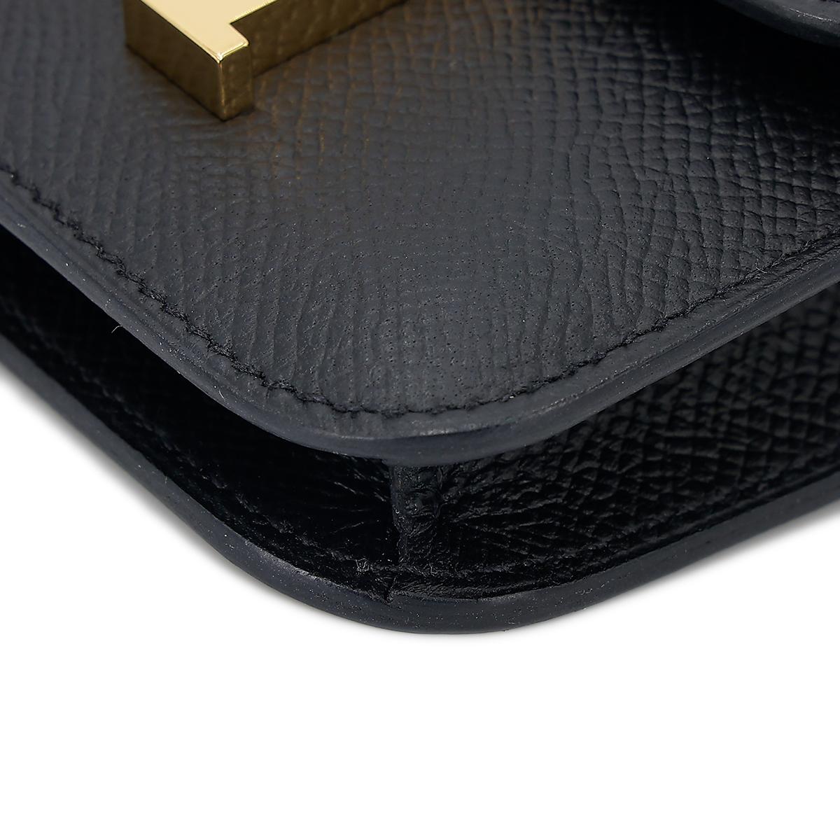 [中古] HERMÈS 爱马仕 Constance Slim 康康 钱包 89 Noir 黑色 Epsom皮 金扣 - 8