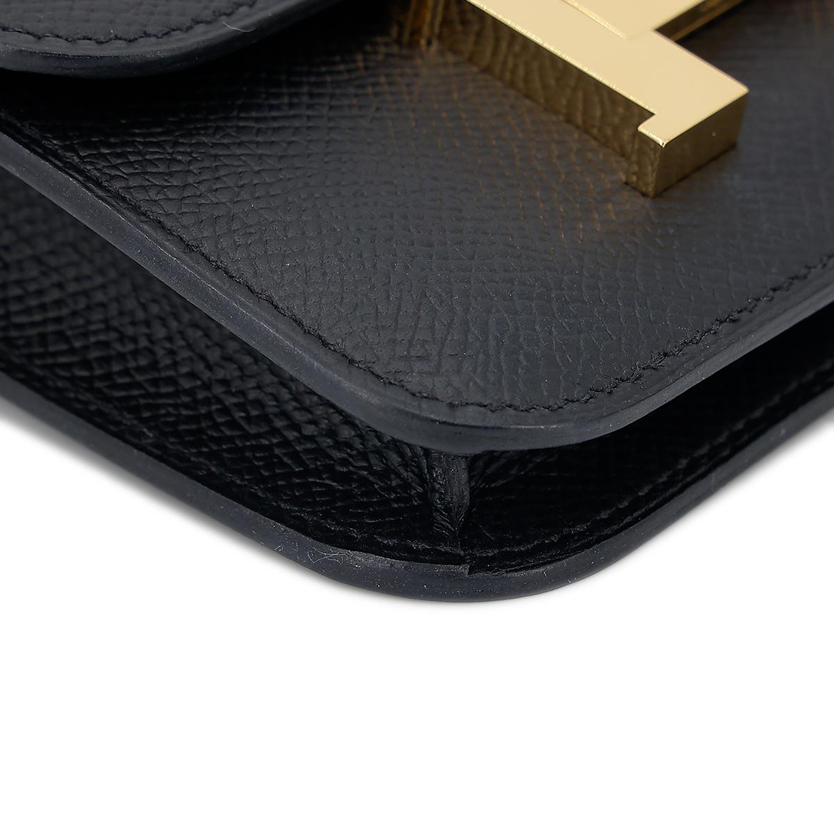 [中古] HERMÈS 爱马仕 Constance Slim 康康 钱包 89 Noir 黑色 Epsom皮 金扣 - 7