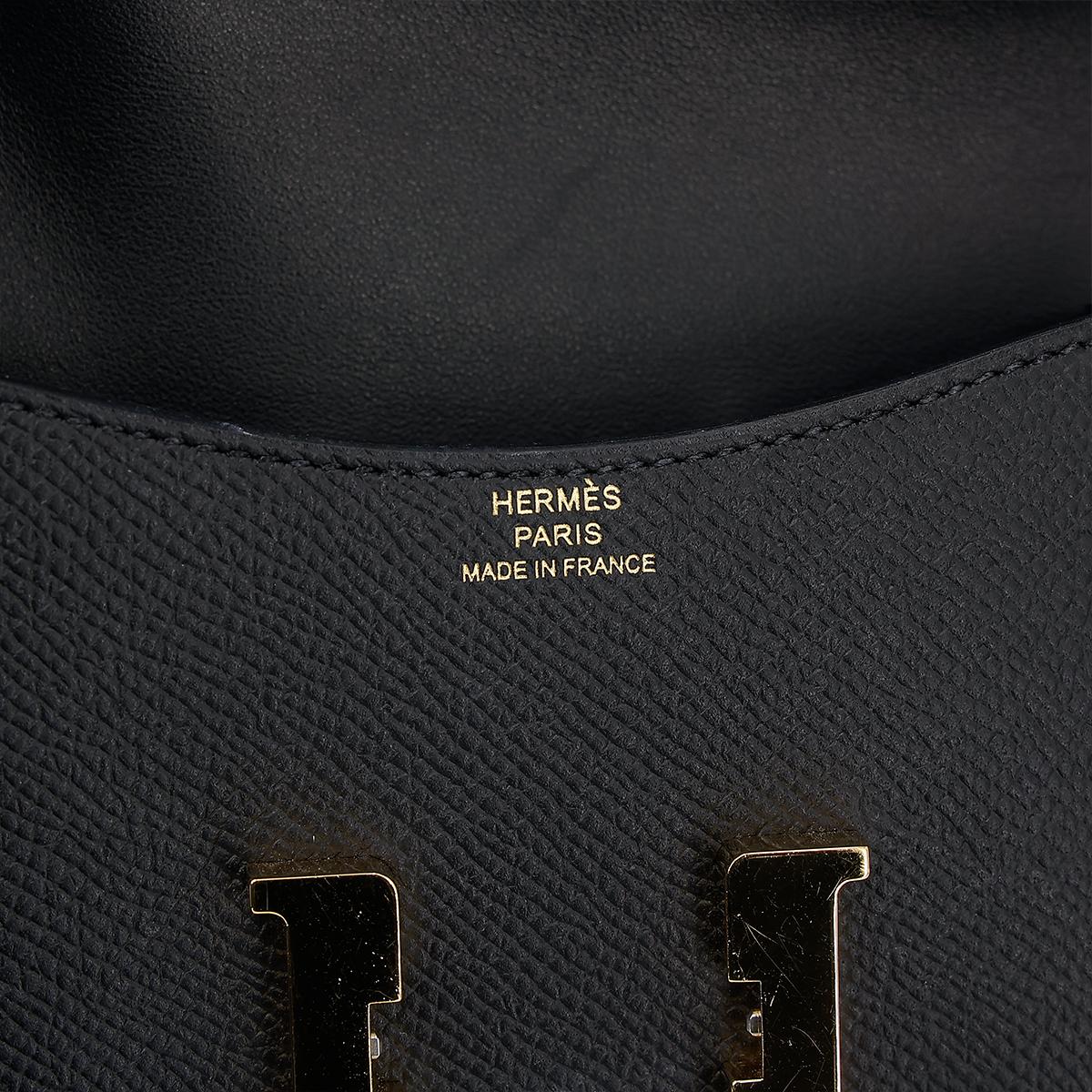 [中古] HERMÈS 爱马仕 Constance Slim 康康 钱包 89 Noir 黑色 Epsom皮 金扣 - 13
