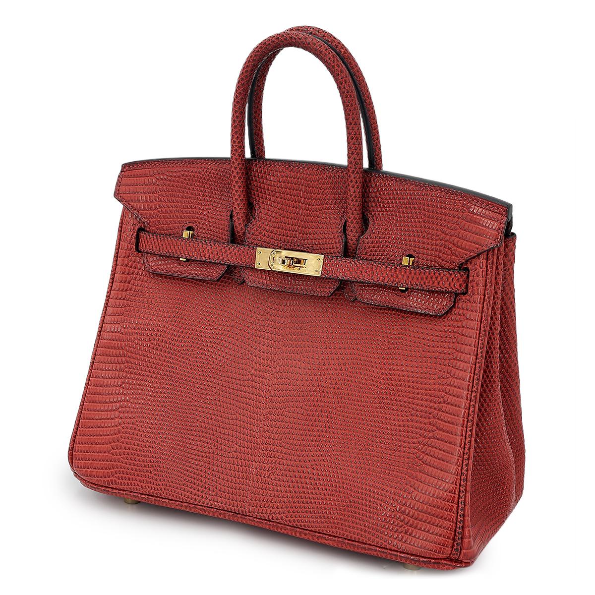 HERMÈS Lizard Birkin 25 handbag in Rouge H with Gold hardware - 2