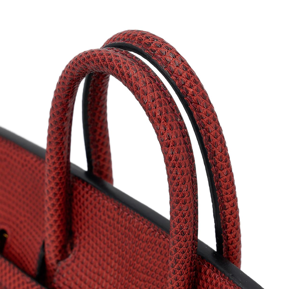 HERMÈS Lizard Birkin 25 handbag in Rouge H with Gold hardware - 6