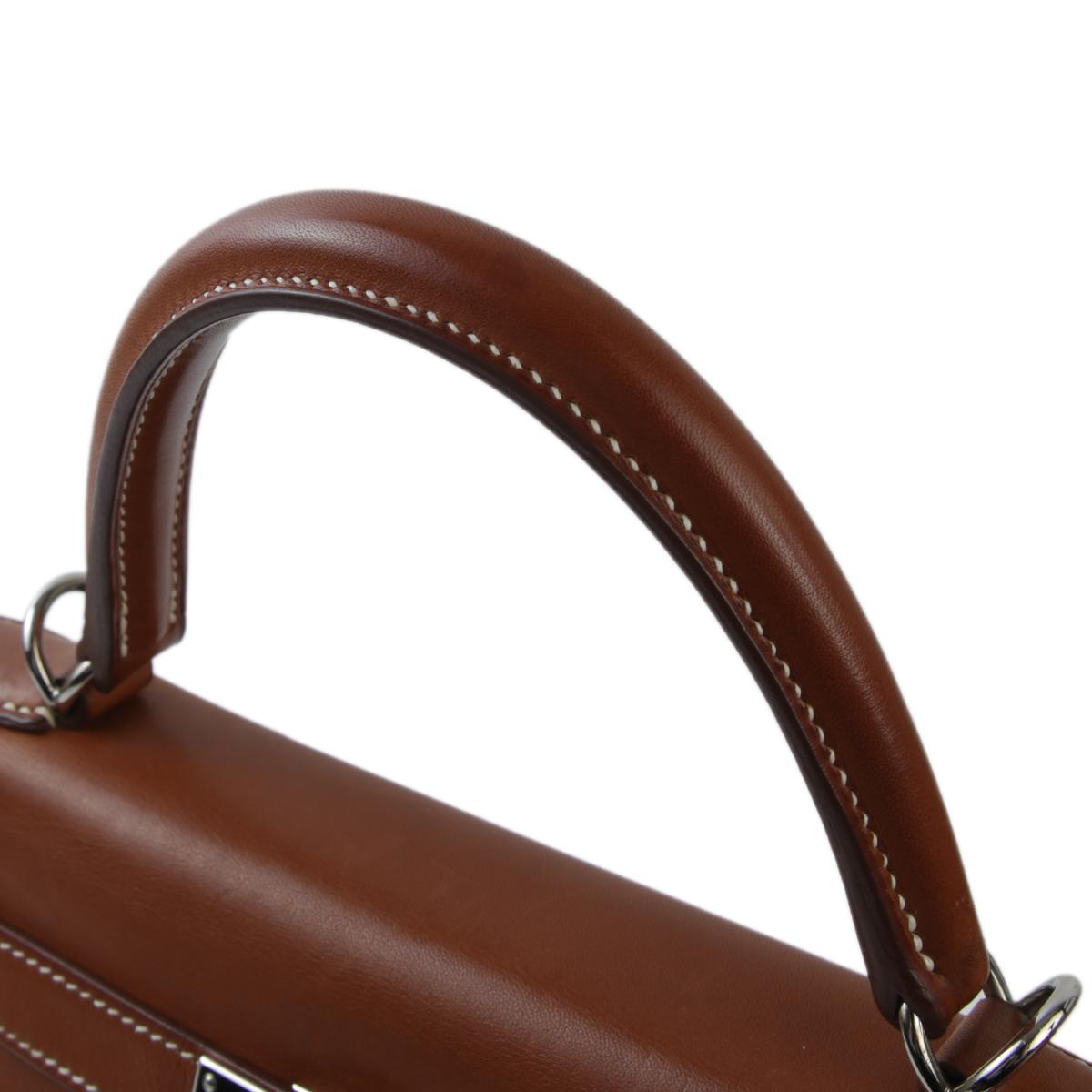 Very Good ( Rank A) HERMÈS Limited Edition Kelly 28 Fauve (34) Barenia Toile H canvas Palladium hardware Square O (2011) - 6