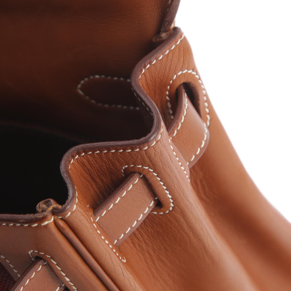 Very Good ( Rank A) HERMÈS Limited Edition Kelly 28 Fauve (34) Barenia Toile H canvas Palladium hardware Square O (2011) - 17