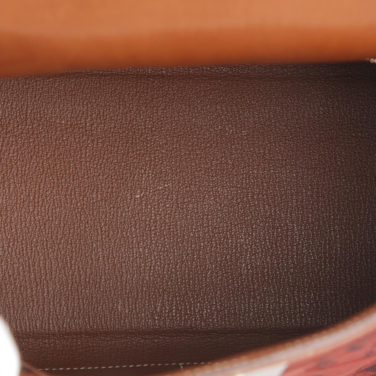 Very Good ( Rank A) HERMÈS Limited Edition Kelly 28 Fauve (34) Barenia Toile H canvas Palladium hardware Square O (2011) - 16