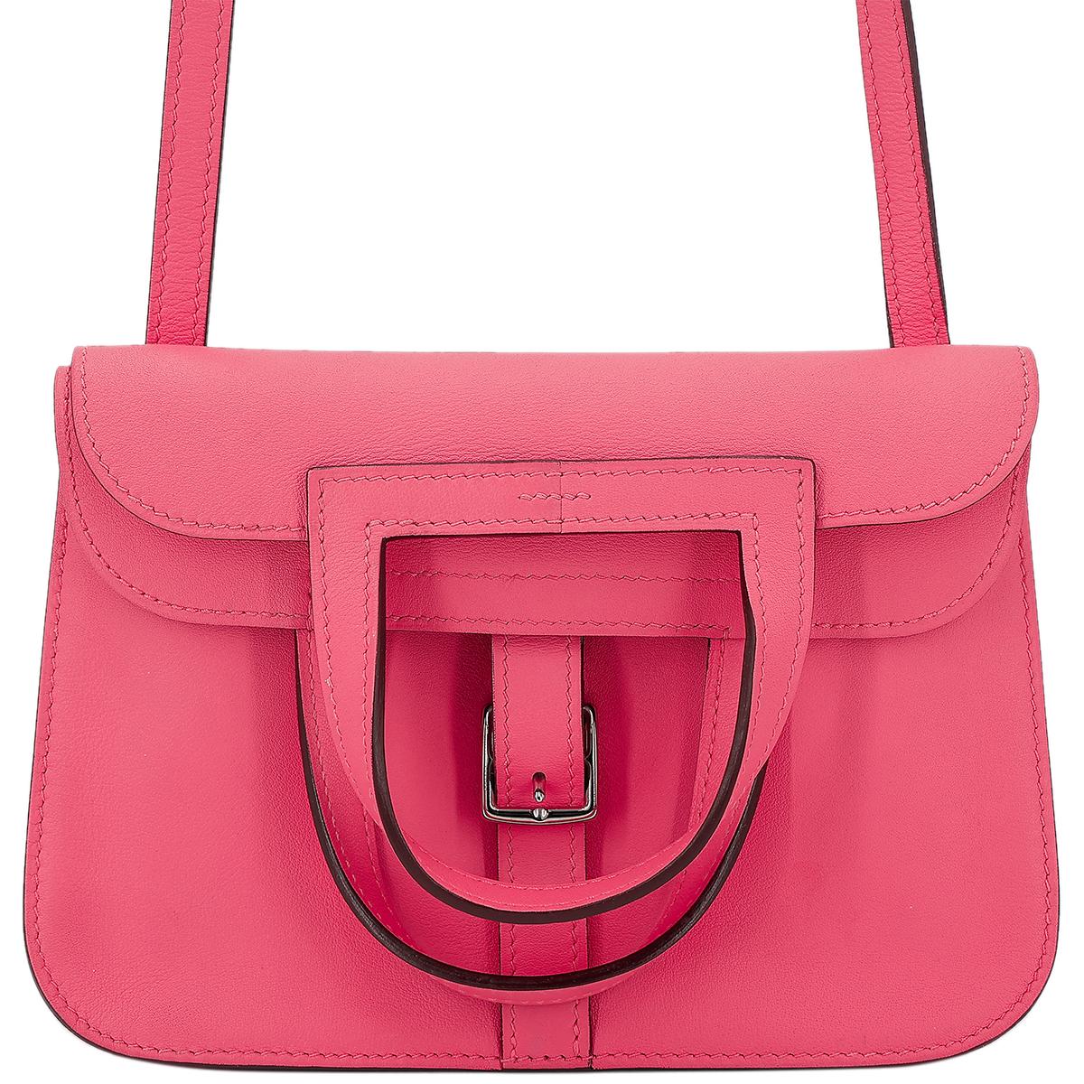 HERMÈS Halzan Mini shoulder bag in Rose Azalee Swift leather with Palladium hardware - 1
