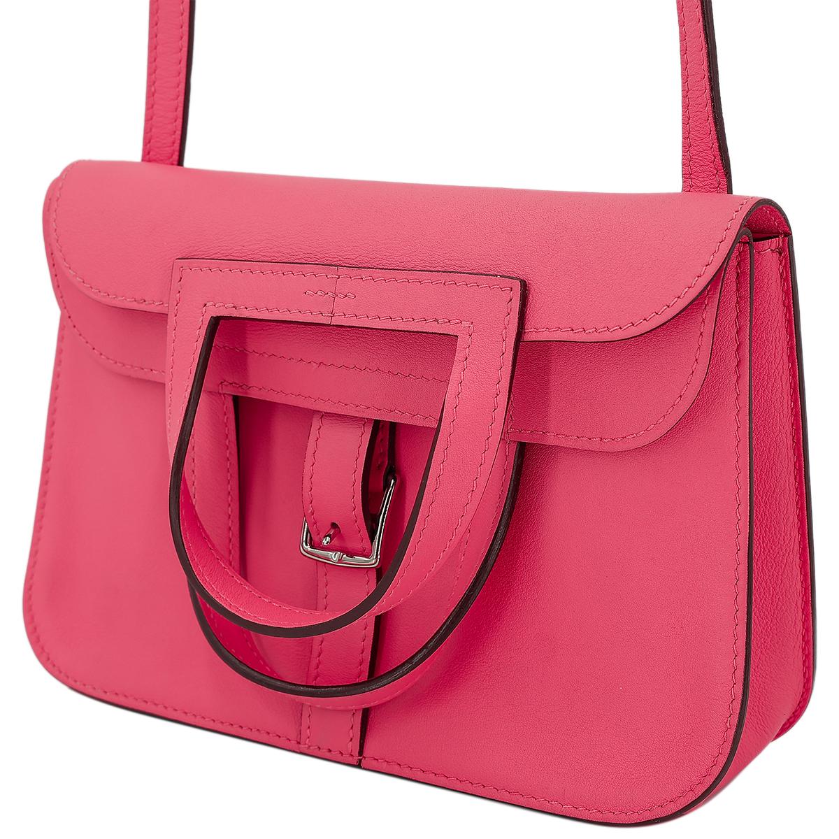 HERMÈS Halzan Mini shoulder bag in Rose Azalee Swift leather with Palladium hardware - 2