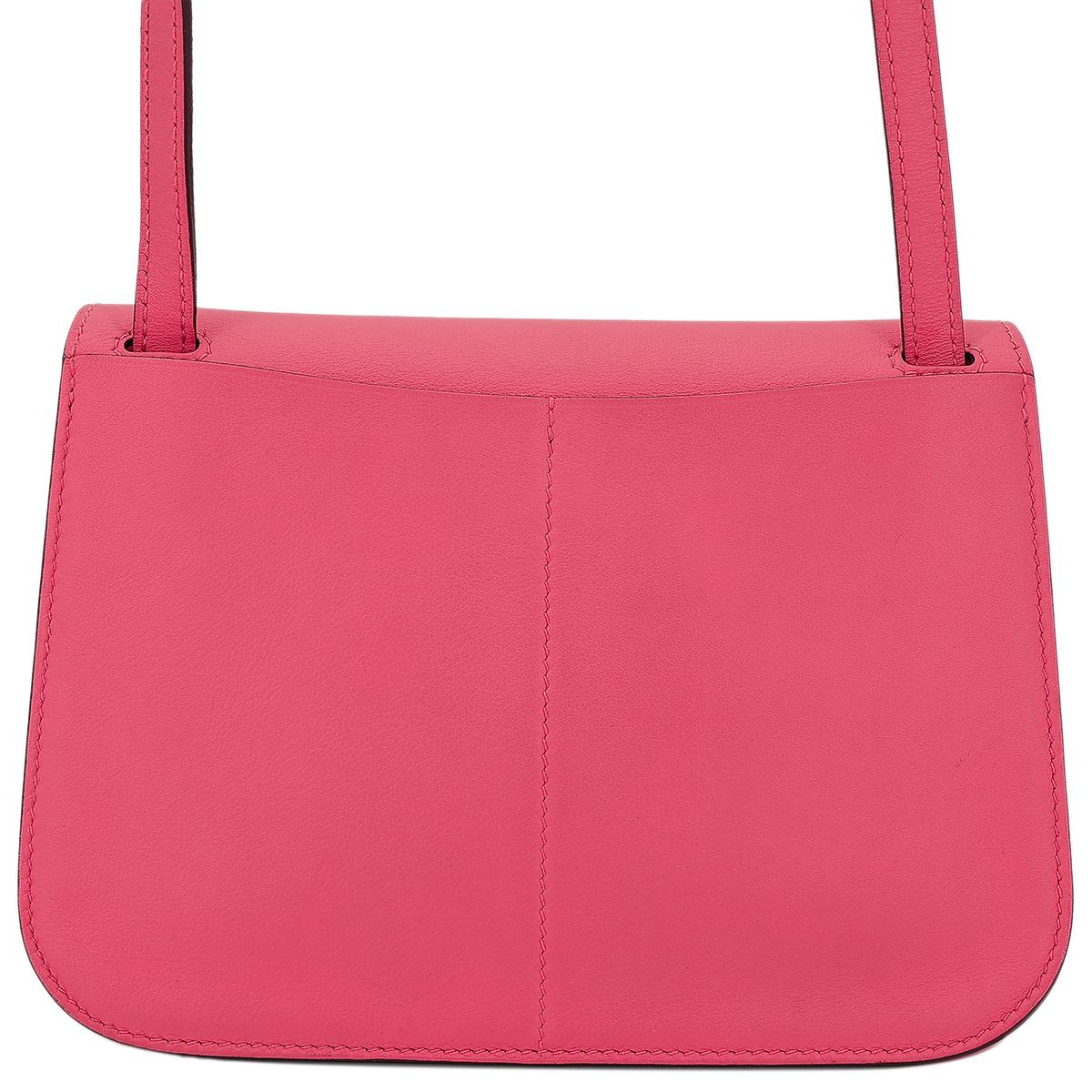 HERMÈS Halzan Mini shoulder bag in Rose Azalee Swift leather with Palladium hardware - 3