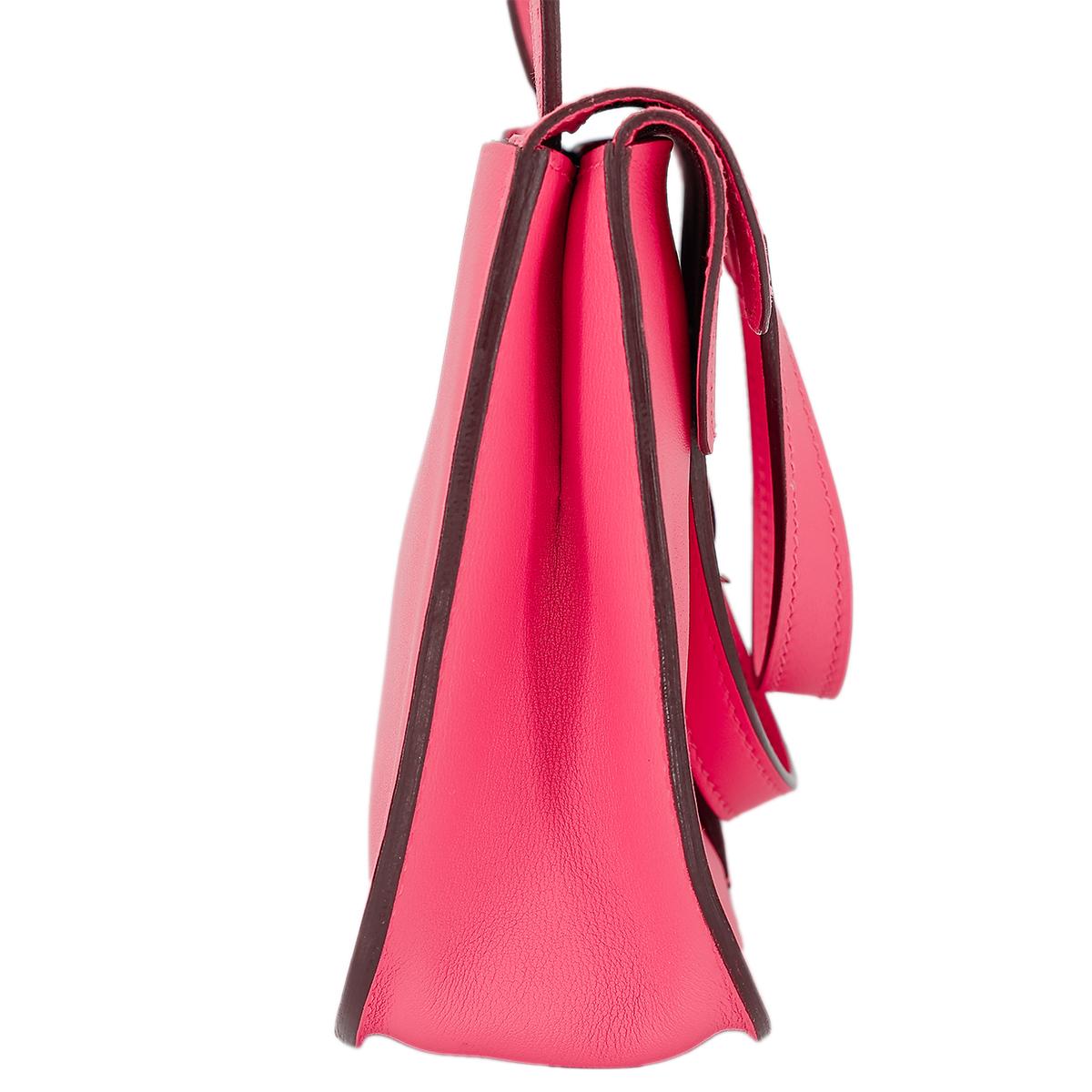 HERMÈS Halzan Mini shoulder bag in Rose Azalee Swift leather with Palladium hardware - 5