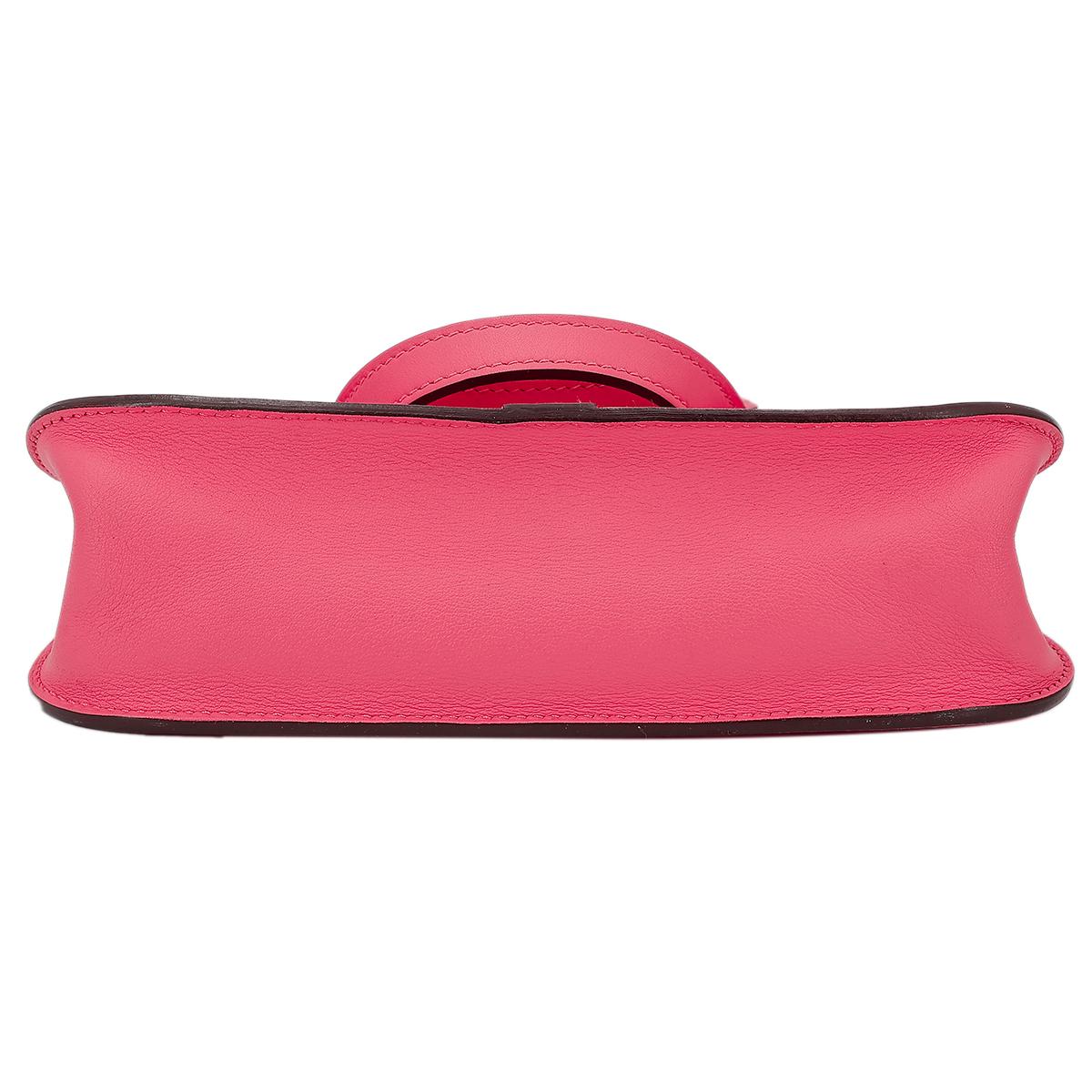 HERMÈS Halzan Mini shoulder bag in Rose Azalee Swift leather with Palladium hardware - 11