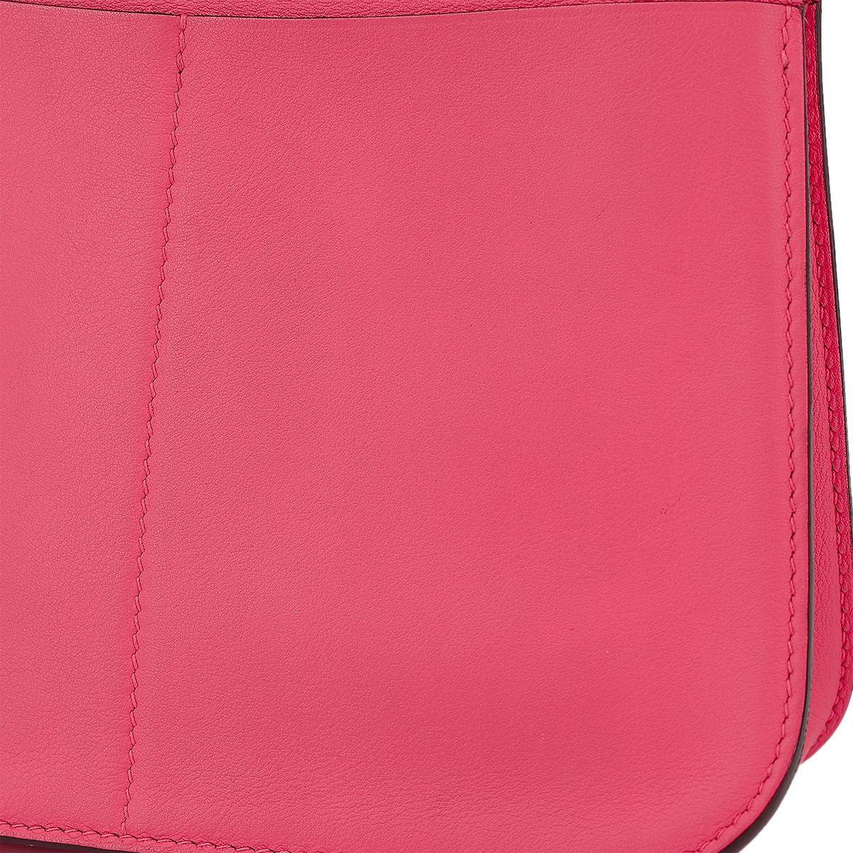 HERMÈS Halzan Mini shoulder bag in Rose Azalee Swift leather with Palladium hardware - 17